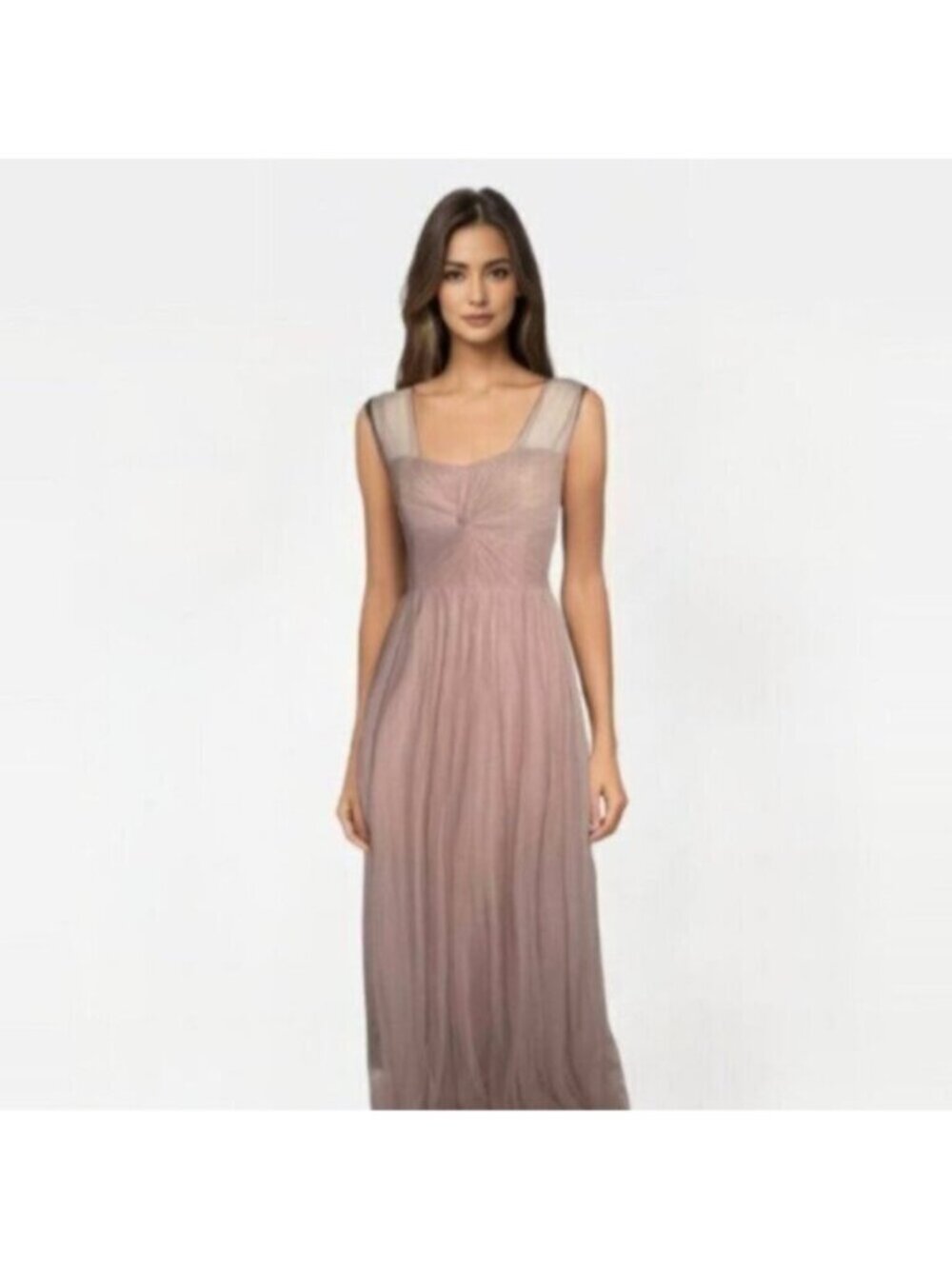 Reverly Blush Tulle Illusion Neckline Evening Gown - Picture 4 of 13